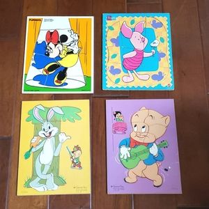 Lot of 4 Vintage Wooden Puzzles